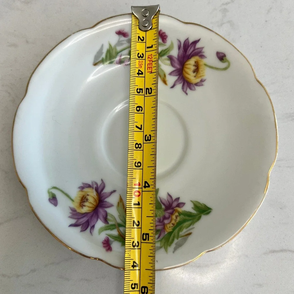 Vintage Halsey Fifth Japan Floral Porcelain Teacup Saucer Set Gold‎ Trim